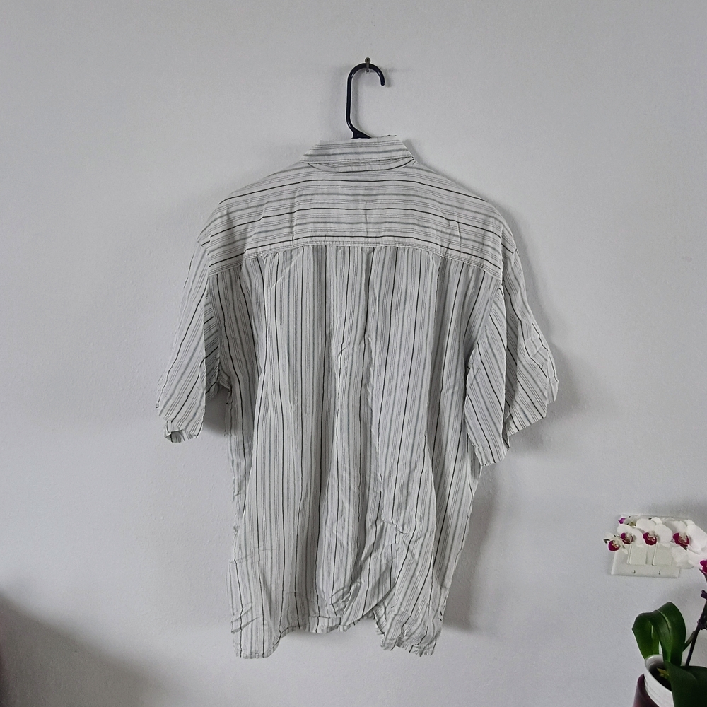 Bill Blass Silk Striped Button Up Shirt Men’s XL Short Sleeve Blue White - Picture 6 of 6
